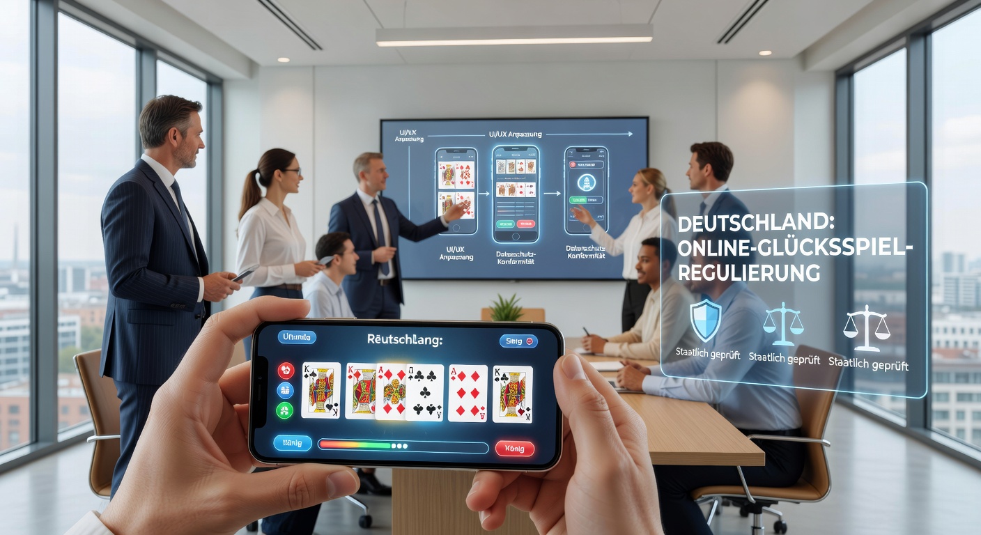 Smartphone-Display zeigt angepasstes Blackjack-Spiel mit deutschen Lizenz-Elementen