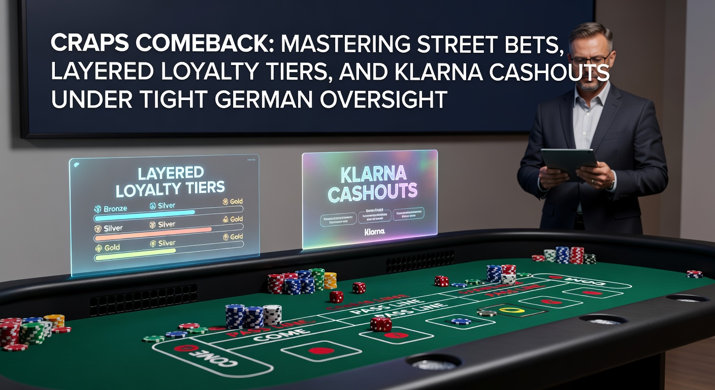 Ein dynamisches Craps-Tisch-Setup mit Würfeln und Street-Bets-Marker in einem modernen Online-Casino-Interface, das die Rückkehr des Spiels in Deutschland symbolisiert