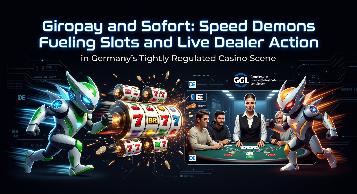Giropay und Sofort Logos neben Slot-Maschinen und Live-Dealer-Tischen in einem digitalen Casino-Ambiente