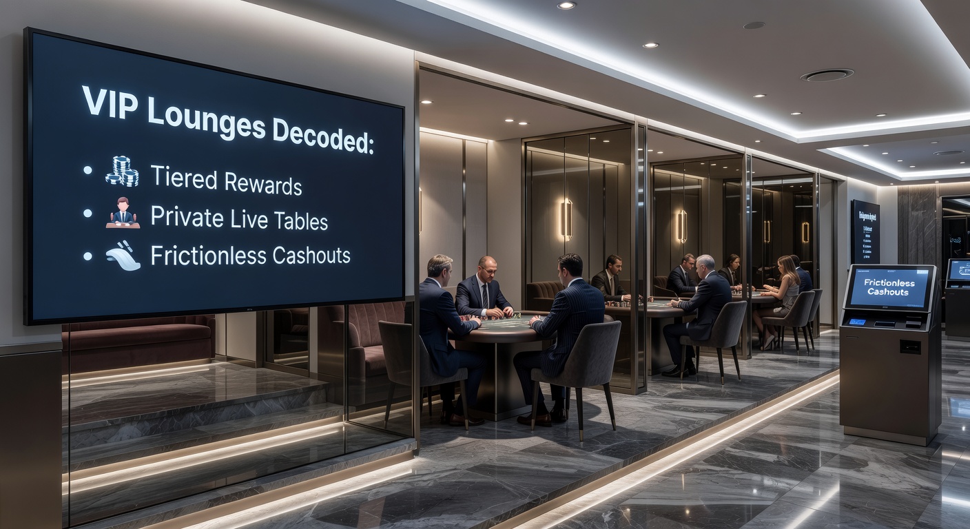 Elegantes Interieur einer VIP-Lounge mit privaten Live-Tischen und luxuriösen Belohnungsdisplays in einem regulierten deutschen Online-Casino