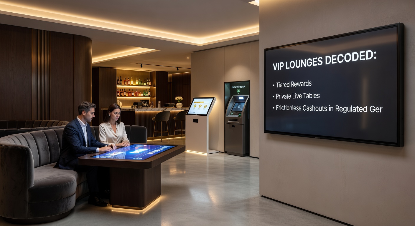 Schnelle Auszahlungsoberfläche einer VIP-Lounge-App mit Trustly-Integration und Tier-Status-Anzeige in einem deutschen Gaming-Hub